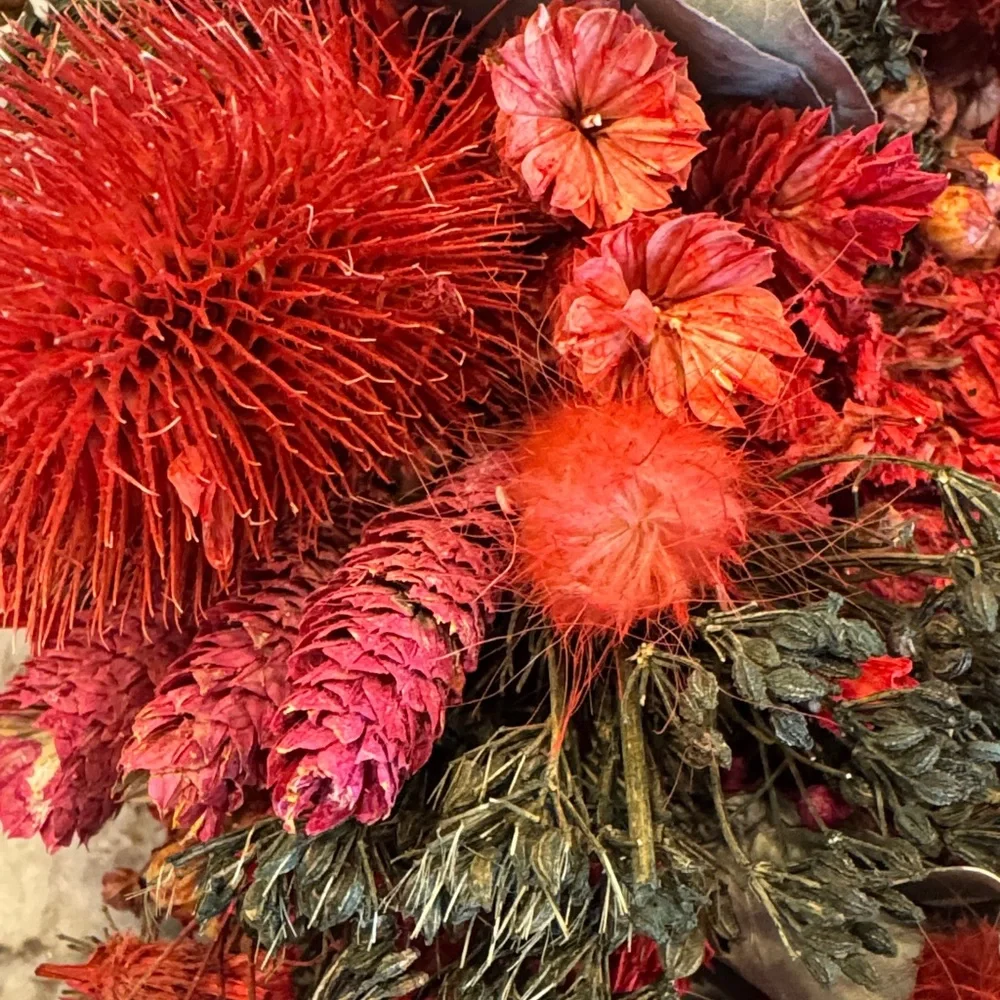 NEW Anthropologie Red Velvet Dried Wreath